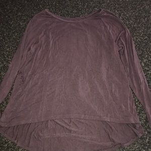 long sleeve dark purple flowy tee shirt